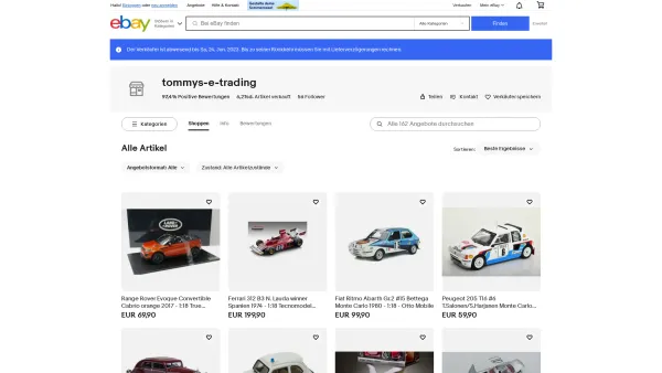Website Screenshot: Tommy´s Modelle - tommys-e-trading | eBay Shops - Date: 2023-06-23 12:07:18