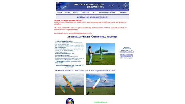 Website Screenshot: Aerobatic Modellflugschule - Aerobatic Modellflugschule - Date: 2023-06-23 12:07:18