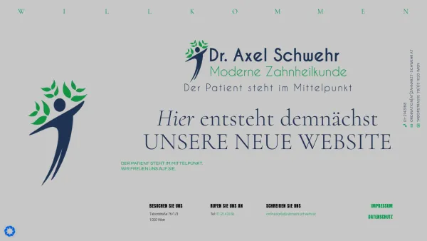 Website Screenshot: zahnheilkunde kieferorthopädie parodontologie implantologie zahnarzt zirkonoxidkeramik wien dr. schwehr axel anca homöopathie - Zahnarzt Schwehr - Zahnarztpraxis Dr. Axel Schwehr - Date: 2023-06-23 12:07:18