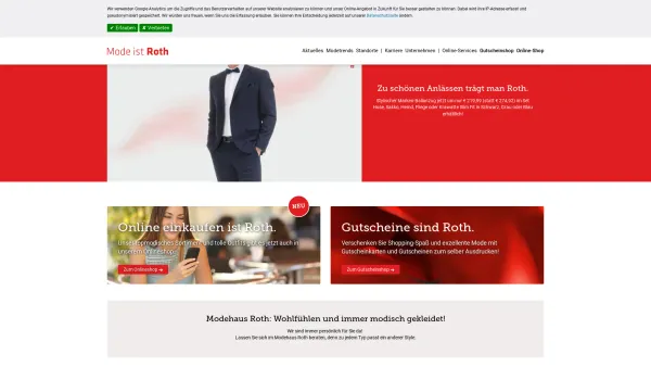 Website Screenshot: Roth Modehaus GmbH - Modehaus Roth - Date: 2023-06-23 12:07:18