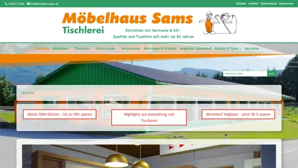 Website Screenshot: Möbelhaus Sams - Möbelhaus Und Tischlerei Sams Die Nr 1 In Bad Mitterndorf - Date: 2023-06-23 12:07:18