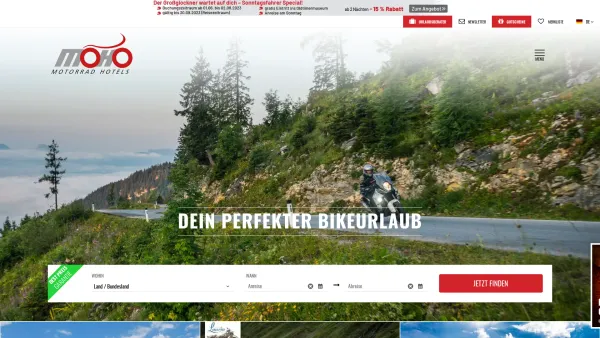 Website Screenshot: MoHo Motorrad Hotels Motorrad Urlaub Oesterreich und Suedtirol - Motorradurlaub mit MoHo - Motorrad Hotels - Date: 2023-06-23 12:07:21