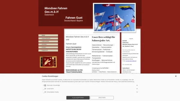 Website Screenshot: Mondsee-Fahnen Gesellschaft Mondsee Fahnen - Mondsee Fahnen GmbH Österreich - Fahnen Gust Rathausplatz 25 84069 Schierling - Home - Date: 2023-06-15 16:02:34