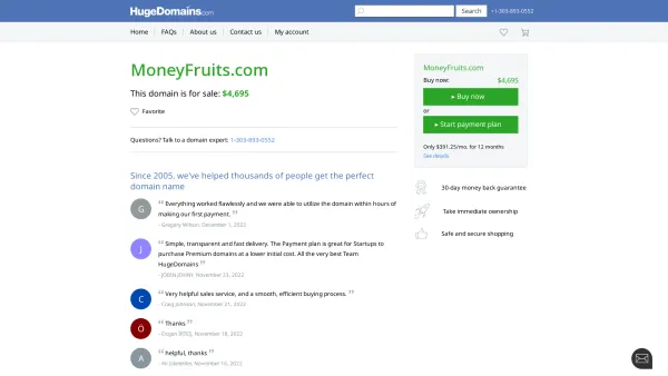 Website Screenshot: moneyfruits Finanzdienstleistungs-AG - MoneyFruits.com is for sale | HugeDomains - Date: 2023-06-23 12:07:21