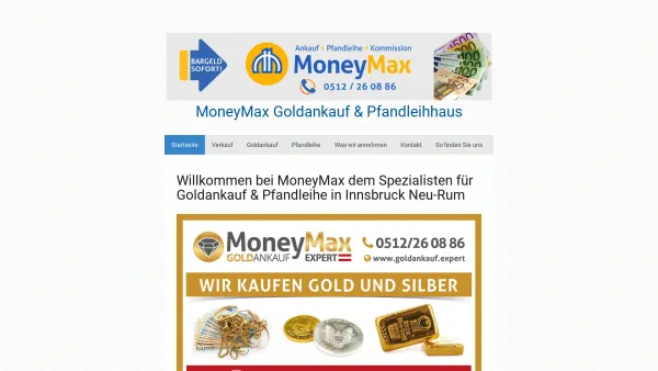 Website Screenshot: MoneyMax Ankauf & Pfandleihhaus Friedrich Niederwieser - MoneyMax Ankauf & Pfandleihhaus - MoneyMax | Bargeld Sofort! - Date: 2023-06-14 10:36:53