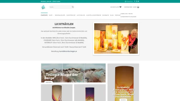 Website Screenshot: Monika Langen Lichtsäulen und Designerlampen - Monika Langen, Künstlerin - Lichtsäulen online kaufen - Date: 2023-06-15 16:02:34