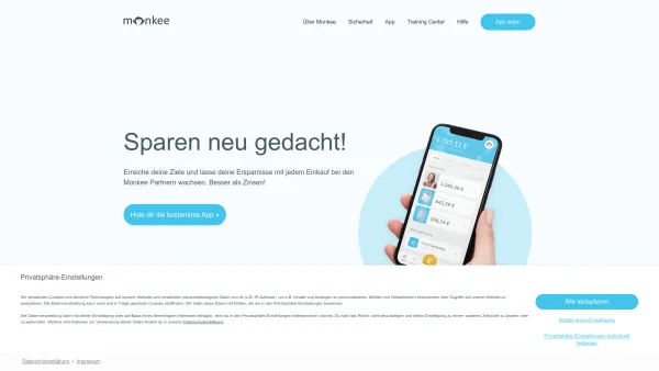 Website Screenshot: Monkee GmbH - Monkee - Sparen neu gedacht! Spar- und Cashback App in Einem ? - Date: 2023-06-26 10:26:35