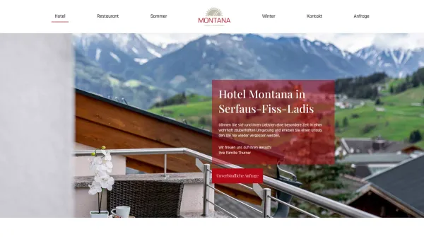 Website Screenshot: Hotel Restauran Montana Rietzler KG - Hotel Montana - Hotel Montana in Fiss - Date: 2023-06-23 12:07:21
