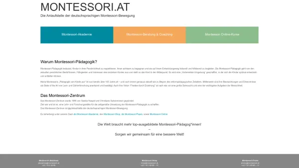 Website Screenshot: Montessori-Zentrum Wien/ Montessori-Akademie/ Österreichische Montessori-Gesellschaft - MONTESSORI.AT - Montessori Pädagogik und Ausbildungen - Date: 2023-06-23 12:07:21