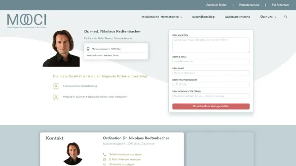 Website Screenshot: Ordination Dr. med. Nikolaus Redtenbacher - Dr. Nikolaus Redtenbacher - Plastischer Chirurg | MOOCI - Date: 2023-06-26 10:26:35