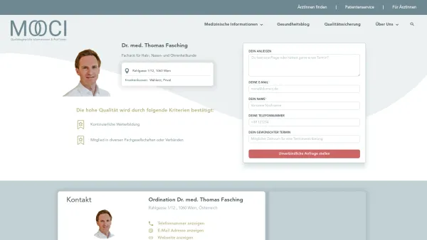 Website Screenshot: Ordination Dr. med. Thomas Fasching - Dr. Thomas Fasching - Plastischer Chirurg | MOOCI - Date: 2023-06-26 10:26:35