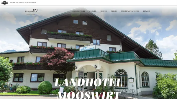 Website Screenshot: Gasthaus Mooswirt - Landhotel Mooswirt - Mooswirt - Date: 2023-06-23 12:07:24