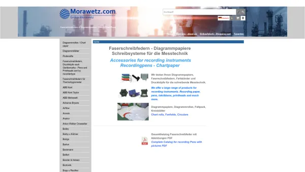 Website Screenshot: Clemens MORAWETZ MESSTECHNIK - MORAWETZ MESSTECHNIK Faserschreibfedern Diagrammpapiere - recordingpens chartpaper - Date: 2023-06-23 12:07:24
