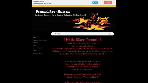 Website Screenshot: Dreambikes Technoversand Handmade Custom Bikes auf Harley Davidson Basis in Bad Gams und Wien - Home - Date: 2023-06-14 10:43:59