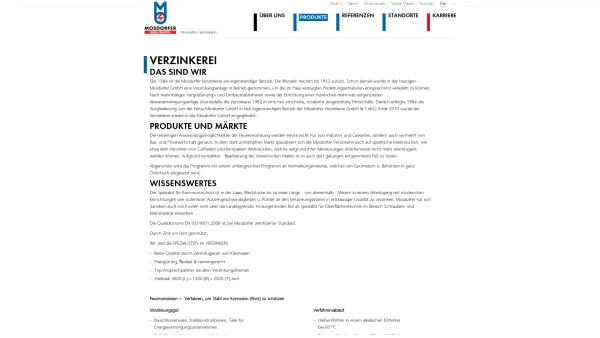 Website Screenshot: Mosdorfer Verzinkerei GmbH - Verzinkerei - Mosdorfer - Date: 2023-06-23 12:07:24