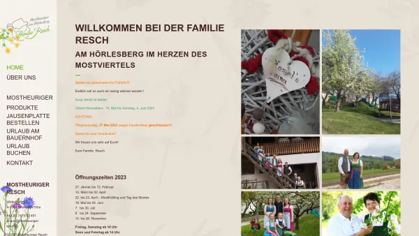 Website Screenshot: Urlaub am Bauernhof Mostheuriger Resch - Home - Mostheuriger Resch - Brettljause, Urlaub am Bauernhof, Mostviertel - Date: 2023-06-23 12:07:24