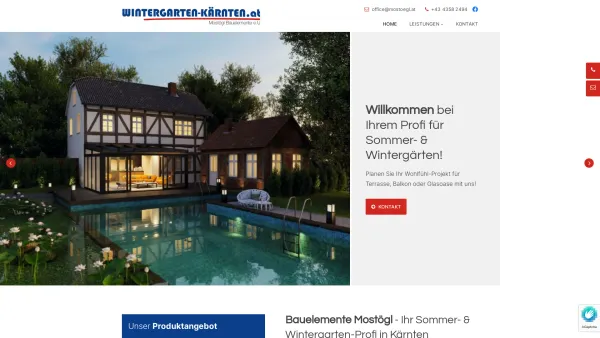 Website Screenshot: Franz MenuMaker produced NavBar - Sommer- und Wintergarten aus Kärnten - Bauelemente Mostögl - Date: 2023-06-15 16:02:34