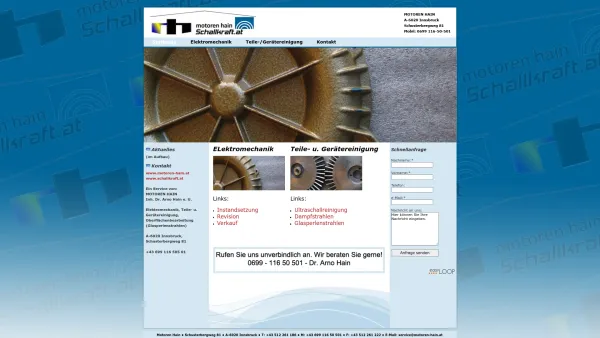 Website Screenshot: Motoren Hain, Dr. Arno Hain e.U. - Reinigungsfirma Innsbruck Tirol - Motoren Hain - Date: 2023-06-23 12:07:27