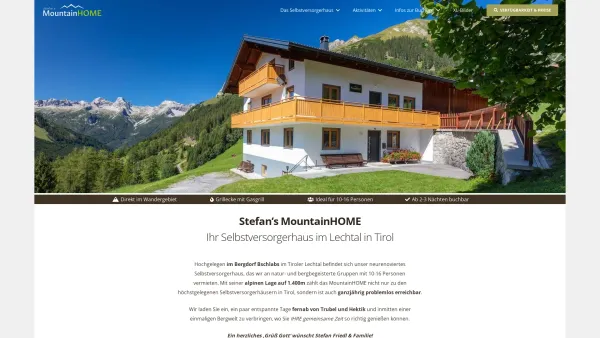 Website Screenshot: Stefan's MountainHOME  Moderne Selbstversorgerhütte im Tiroler Lechtal - Selbstversorgerhaus im Lechtal, Tirol: "Stefan's MountainHOME" - Date: 2023-06-23 12:07:27