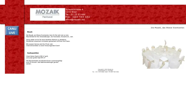 Website Screenshot: MOZAIK - Die Mozaik, das Wiener Eventcenter. - Date: 2023-06-14 10:37:07