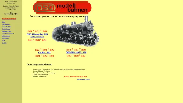 Website Screenshot: MSE-Modellbahnen Ing. Alfred Bieber - MSE - Modellbahnen - Date: 2023-06-14 10:43:59