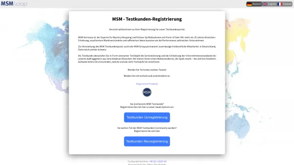 Website Screenshot: MSM Austria GmbH - Testkunden Registrierung - Date: 2023-06-23 12:07:30