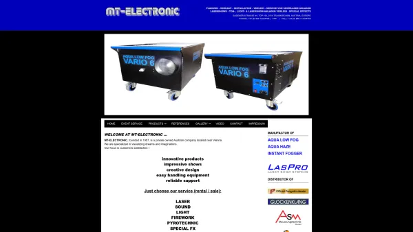 Website Screenshot: MT-Electronic Laser Sound LASERSHOW.CO.AT Österreichs führende Firma für Showlaser Laserfeuerwerke Laseranlagen und Laserprojektor - mt-electronic.com - Startseite - Date: 2023-06-23 12:07:30