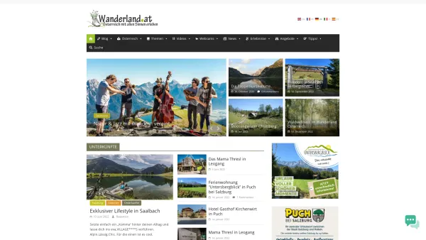 Website Screenshot: mediateam network austria Ihr Tourismusprofi - Wanderland.at - Österreich mit allen Sinnen erleben! - Date: 2023-06-23 12:07:30