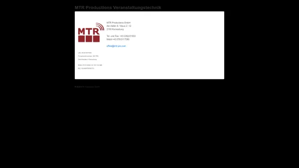 Website Screenshot: MTR Productions GmbH Veranstaltungstechnik - MTR Productions Veranstaltungstechnik - Date: 2023-06-14 10:44:01