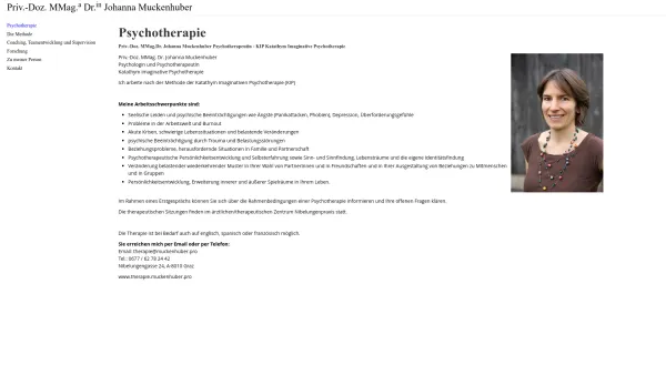 Website Screenshot: Muckenhuber Gesellschaft m.b.H. Co. Webdesign aus Österreich Linz Redaktionssysteme Online Shops Portalseiten IPC Webdesign! - Psychotherapie — Priv.-Doz. MMag.a Dr.in Johanna Muckenhuber - Date: 2023-06-23 12:07:33