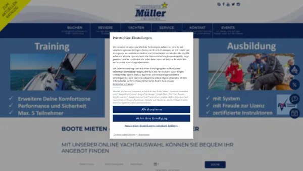 Website Screenshot: Yachtcharter Müller Linz - ☆ Yachtcharter Müller ✓ Boote mieten schnell und einfach - Date: 2023-06-23 12:07:33