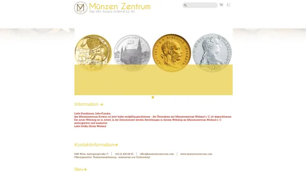 Website Screenshot: Münzenzentrum - Dipl.Kfm. Kovacic GmbH & Co. KG - Münzen Zentrum !!! - Date: 2023-06-23 12:07:33