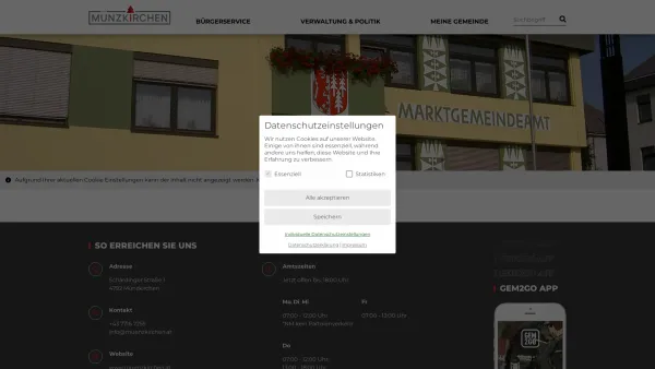 Website Screenshot: Marktgemeindeamt Marktgemeinde Münzkirchen www.Muenzkirchen.at - Münzkirchen - GEM2GO WEB - Startseite - Date: 2023-06-23 12:07:33