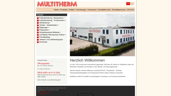 Website Screenshot: Multitherm Underfloor heating pipes - Herzlich Willkommen | Multitherm - Date: 2023-06-14 10:44:01
