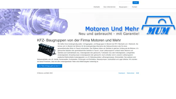 Website Screenshot: MUM-Motoren - KFZ- Baugruppen von der Firma Motoren und Mehr - Date: 2023-06-23 12:07:36
