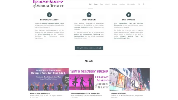Website Screenshot: Broadway Academy of Musical Theatre - Professionelle Musical-Ausbildung in der Broadway Academy of Musical Theatre in Wien - Date: 2023-06-26 10:26:35