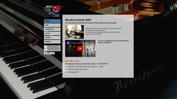 Website Screenshot: MusikLernStadt WIFF die individuelle MusikschuleUntericht in Klavier, Keyboard, e-piano, Schlagzeug, Studio, Komposition, Rock, Po - Musiklernstadt - HOME - Date: 2023-06-14 10:44:01