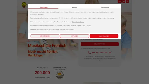 Website Screenshot: Musikschule Fröhlich Innkreis - Startseite - Musikschule Fröhlich - Date: 2023-06-15 16:02:34