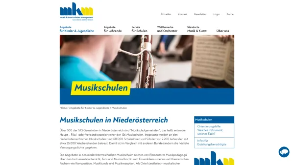 Website Screenshot: Musikschulmanagement Niederösterreich - Musikschulen: musik & kunst schulen management - Date: 2023-06-14 10:44:01