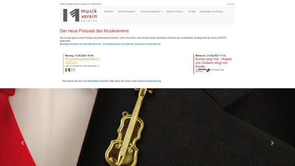 Website Screenshot: Musikverein Kaernten ist ein musikverein als forum der Präsentation klassischer musik. - Herzlich willkommen! | Musikverein Kärnten - Date: 2023-06-23 12:07:38