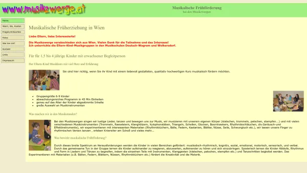 Website Screenshot: Musikzwerge - Musikalische Früherziehung bei den Musikzwergen in Wien - Date: 2023-06-15 16:02:34
