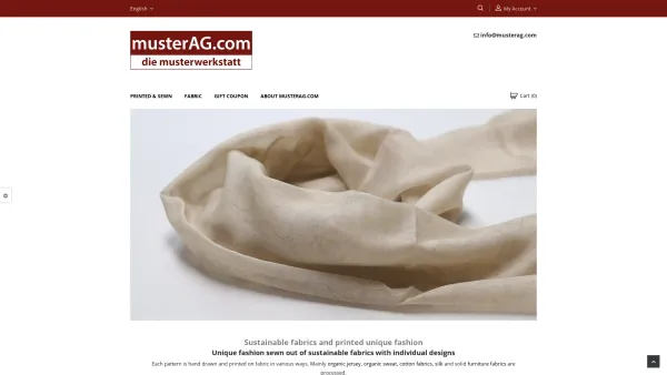Website Screenshot: musterAG die musterwerkstatt
Cassandra Bahreman-Schock - Online shop for sustainable unique items and printed fabrics - Date: 2023-06-26 10:26:35