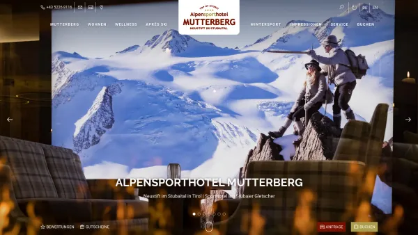 Website Screenshot: Alpensporthotel Mutterberg GmbH & Co KG - Hotel buchen bei Neustift im Stubaital - Date: 2023-06-14 10:44:01