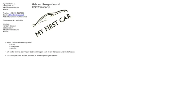 Website Screenshot: My first Car e.U. - My first car - Date: 2023-06-23 12:07:39