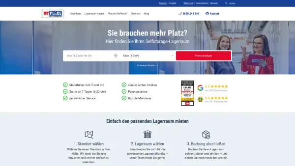 Website Screenshot: MyPlace  SelfStorage - Self Storage » Lagerraum ab 8 € pro Woche mieten | MyPlace - Date: 2023-06-23 12:07:39
