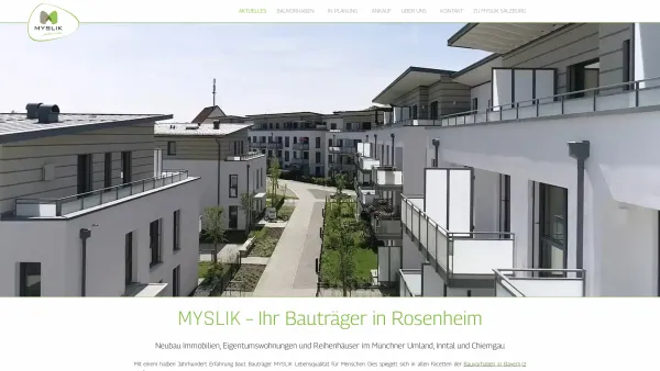 Website Screenshot: Bauträger MYSLIK Neubau Immobilien - Neubau Immobilien in Oberbayern-Rosenheim und Salzburg – MYSLIK Wohnbau Bauträger - Date: 2023-06-26 10:26:34