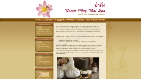 Website Screenshot: Naam Püng Thai Spa GmbH - Naam Pung Thai Spa - Ihre Wohlfühloase im 9. Bezirk - Date: 2023-06-15 16:02:34
