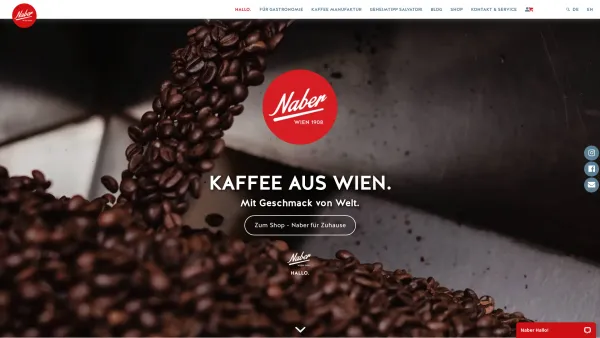 Website Screenshot: Naber Kaffeespezialitäten Handels GmbH - Hallo. - Naber Kaffee - Date: 2023-06-14 10:44:04