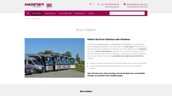 Website Screenshot: Naderer Bustouristik GmbH - Mieten Sie einen Klein- oder Reisebus - Naderer Bustouristik GmbH - Date: 2023-06-23 12:07:41