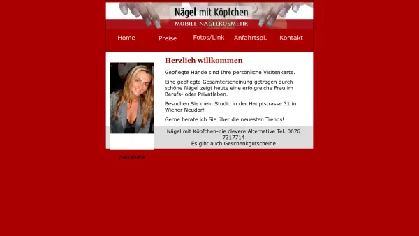 Website Screenshot: Nagelkosmetik Alexandra Schmidt - Nägel mit Köpfchen - Nagelstudio und Nagelkosmetik im Bezirk und Raum Mödling - Date: 2023-06-23 12:07:41